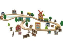 Set de tren de madera »Granja / Dinosaurios«