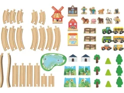 Set de tren de madera »Granja / Dinosaurios«