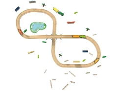 Set de tren de madera »Granja / Dinosaurios«