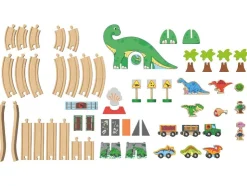 Set de tren de madera »Granja / Dinosaurios«