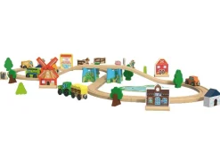 Set de tren de madera »Granja / Dinosaurios«