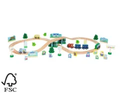 Set de tren de madera «Peppa Pig», con equipamiento amplio.