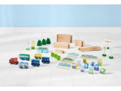 Set de tren de madera «Peppa Pig», con equipamiento amplio.