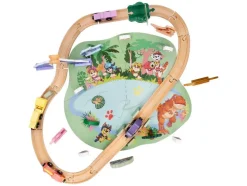 Set de tren de madera, 53 piezas.