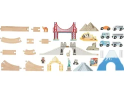 Set de tren de madera »Viaje por Europa / Vuelta al mundo«