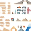 Set de tren XL de madera Viaje por Europa y el mundo