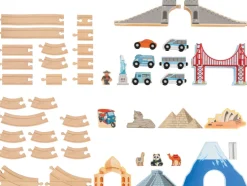 Set de tren XL de madera Viaje por Europa y el mundo