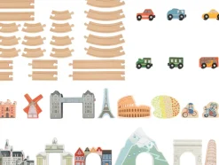 Set de tren XL de madera Viaje por Europa y el mundo