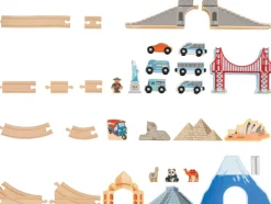 Set de tren XL de madera Viaje por Europa y el mundo