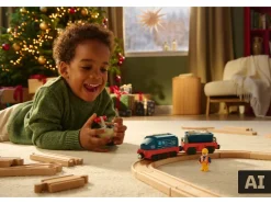 Set de vías de tren de madera