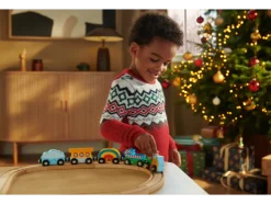 Set de vías de tren de madera