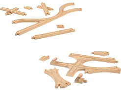 Set de vías de tren de madera