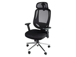 Silla de oficina giratoria, con cabecero regulable.