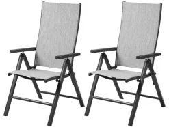 Sillón plegable de aluminio »Houston« gris claro melange, 2 unidades.