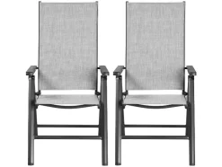 Sillón plegable de aluminio »Houston« gris claro melange, 2 unidades.
