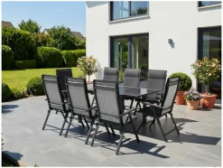 Sillón plegable de aluminio »Houston« gris claro melange, 2 unidades.