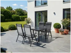 Sillón plegable de aluminio »Houston« gris claro melange, 2 unidades.