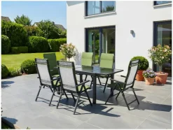 Sillón plegable de aluminio »Houston« gris claro melange, 2 unidades.