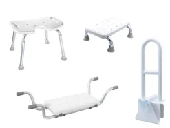 Taburete de ducha / Ayuda para subir / Asiento de bañera / Ayuda de entrada, aluminio.