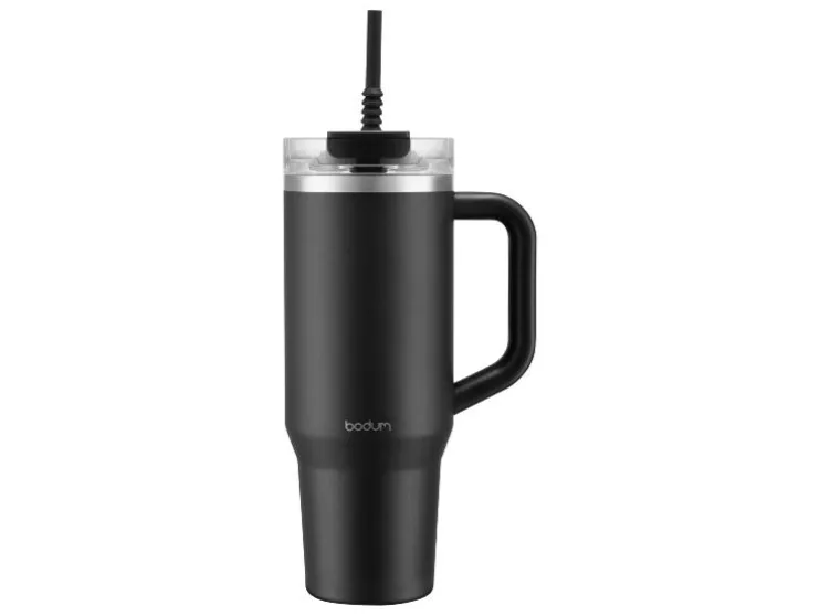 Taza de viaje con asa y pajita de silicona »TRAVELMUG«