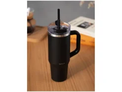 Taza de viaje con asa y pajita de silicona »TRAVELMUG«