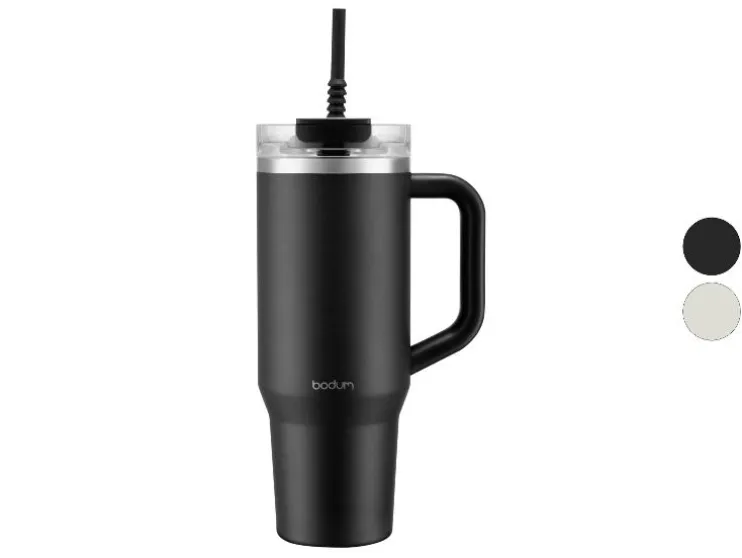 Taza de viaje con asa y pajita de silicona »TRAVELMUG«