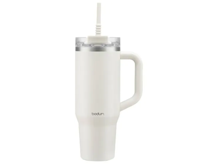 Taza de viaje con asa y pajita de silicona »TRAVELMUG«