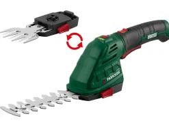 Tijeras cortacésped y arregloscubos 4 V 2 en 1 recargables «PGSA 4 D5», con mango suave giratorio de 180°.