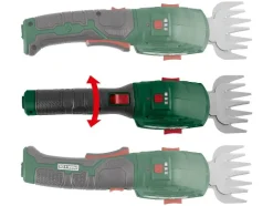Tijeras cortacésped y arregloscubos 4 V 2 en 1 recargables «PGSA 4 D5», con mango suave giratorio de 180°.