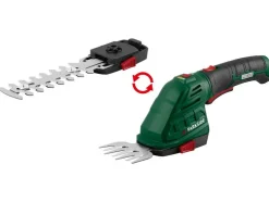 Tijeras cortacésped y arregloscubos 4 V 2 en 1 recargables «PGSA 4 D5», con mango suave giratorio de 180°.