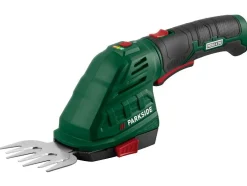 Tijeras cortacésped y arregloscubos 4 V 2 en 1 recargables «PGSA 4 D5», con mango suave giratorio de 180°.