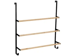 Toallero para puerta de bambú, con ganchos adicionales.