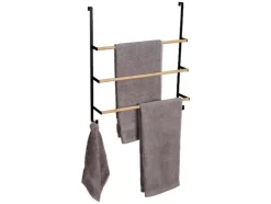 Toallero para puerta de bambú, con ganchos adicionales.
