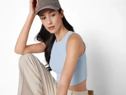 Top corto de mujer, 2 unidades, en canalé de moda.