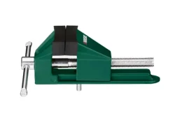 Tornillo de banco universal para mesa, con cabezal de herramienta intercambiable.