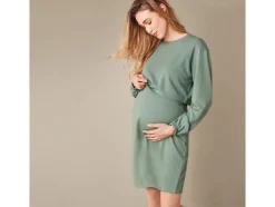 Vestido de lactancia y premamá de felpa para mujer con parte superior a juego.