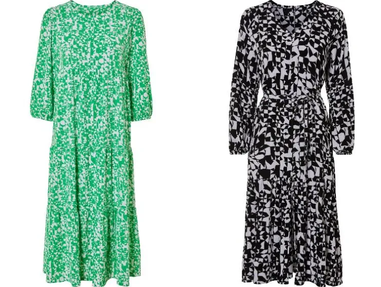 Vestido de mujer, en longitud midi moderna.