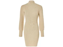 Vestido de punto de mujer, con mangas abullonadas largas.