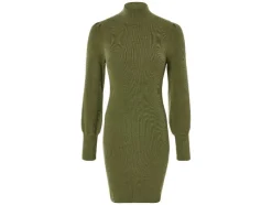 Vestido de punto de mujer, con mangas abullonadas largas.