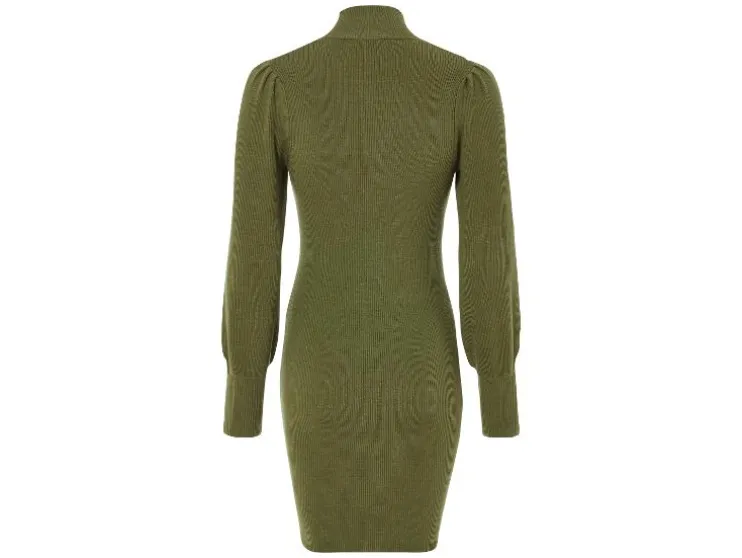 Vestido de punto de mujer, con mangas abullonadas largas.