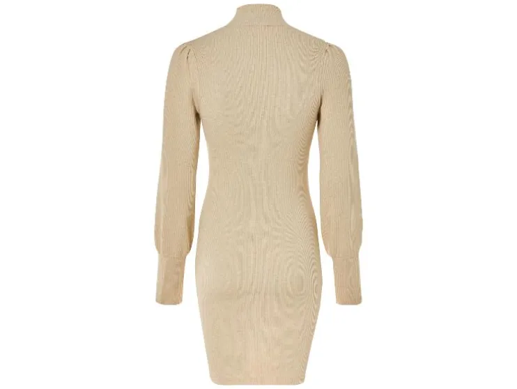 Vestido de punto de mujer, con mangas abullonadas largas.