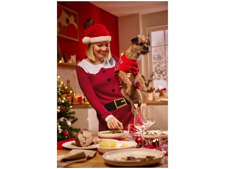 Vestido de punto fino navideño para mujer