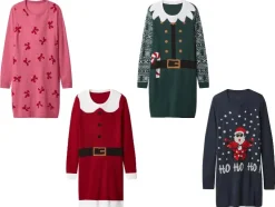 Vestido de punto fino navideño para mujer