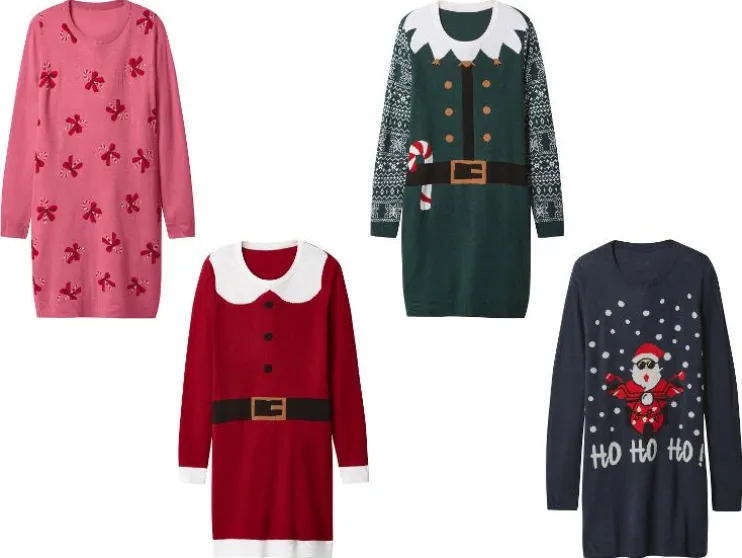 Vestido de punto fino navideño para mujer