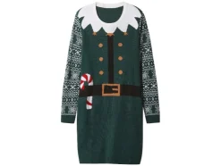 Vestido de punto fino navideño para mujer