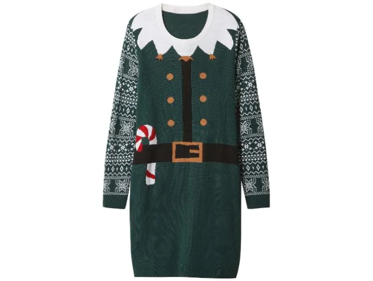 Vestido de punto fino navideño para mujer