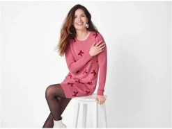 Vestido de punto fino navideño para mujer