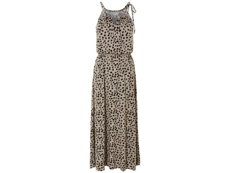 Vestido largo de mujer, con tirante halter para atar.
