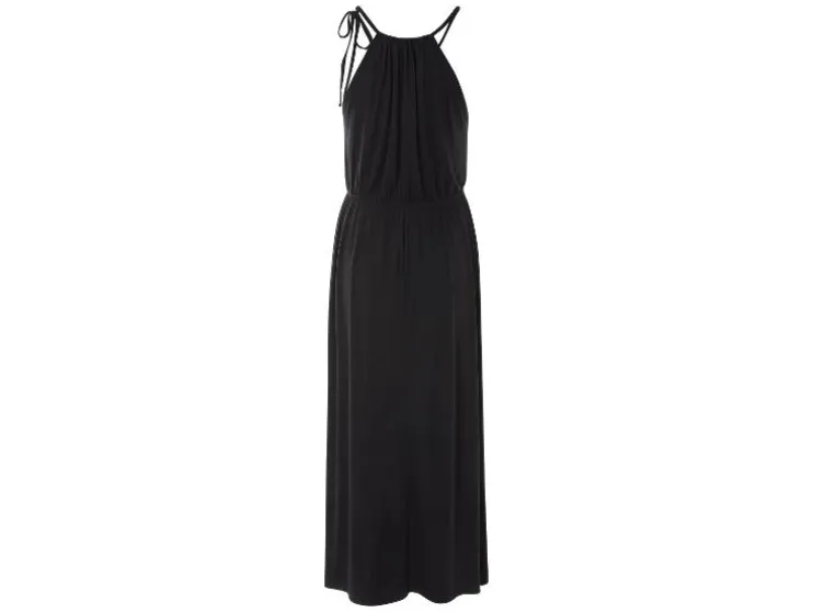 Vestido largo de mujer, con tirante halter para atar.