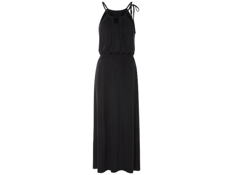 Vestido largo de mujer, con tirante halter para atar.